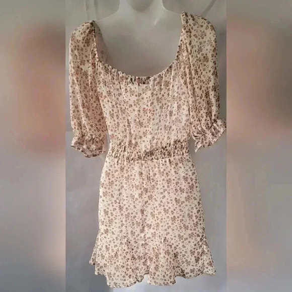 Trixxi Burnt Orange and Cream Floral Dress, size medium - Picture 4 of 11